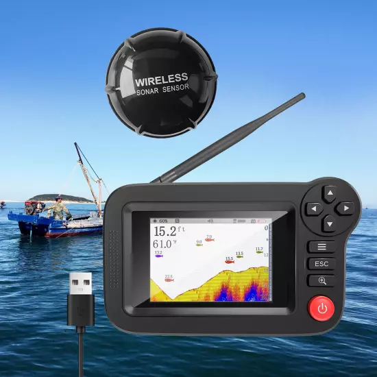 Underwater Depth Sounder With Fishing Detector 3.5" Wireless Sonar Fish Finder