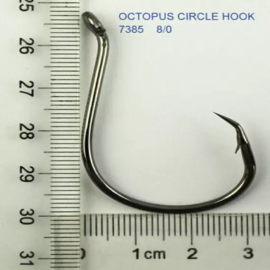 8/0 Quality Chemically Sharpened Offset Octopus Circle Fishing Hooks 500 Pack`