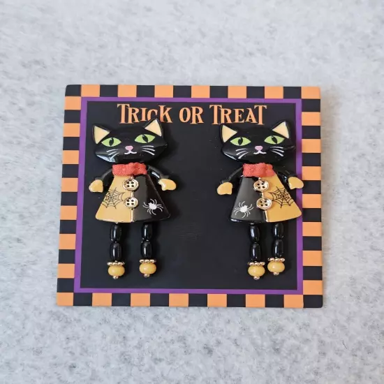 Bella and Jack trick or treat Cat Dangle Earrings earrings