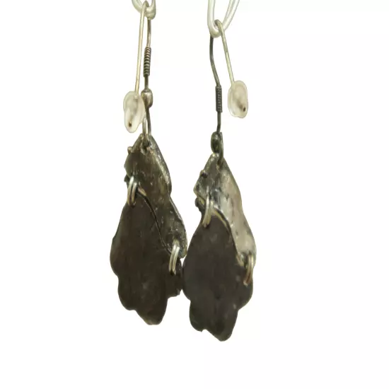 Oak Leaf Dangle Earrings Two Toned Bronze Pewter Colored