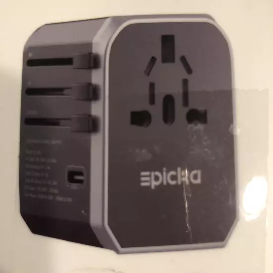 EPICKA Universal Travel Adapter (TA-105C) 8 Hole Socket, 2 USB-A, 3 USB-C, Smar