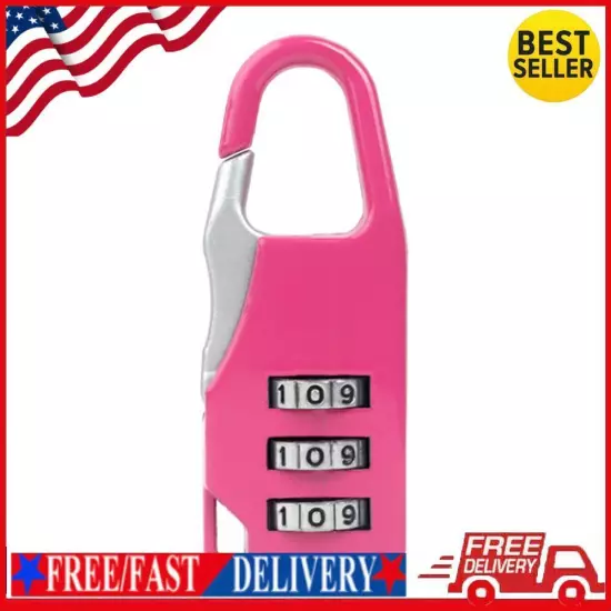 Mini 3 Digit Combination Padlock Zinc Alloy Travel Luggage Lock (Pink)