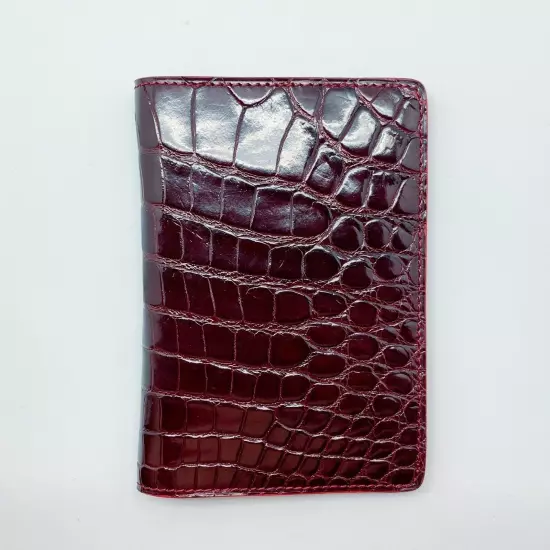 Handmade Genuine wine red Crocodile passport holder case Free economy shipping