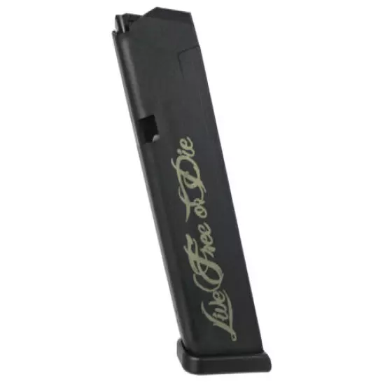 Glock OEM Magazine for 17 34 Gen 1-4 10 Round 9mm Live Free or Die, Engraved