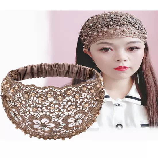 Women Wide Lace Headband Elastic Bandana Turban Hair Band Ladies Summer Sport †