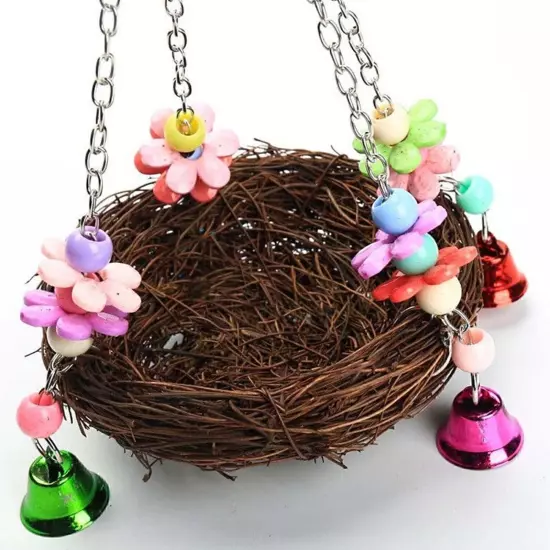 Parrot Bird Swing Hanging Chew Toy Parakeet Budgie Cockatiel Rattan Nest Hammock