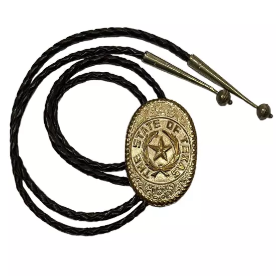 VTG Crumrine Star Of Texas Seal Bolo Tie Made USA Star Mens Western