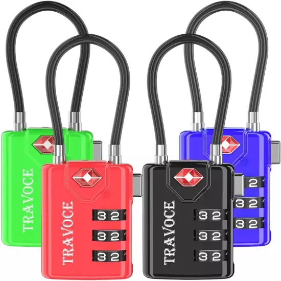 Search Alert TSA Approved Travel Combination Luggage Cable Locks for Suitcase, G