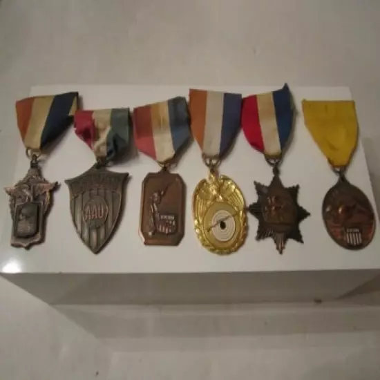 LOT OF 6 1960'S RIFLE SHOOTING MEDALS - A.A.U. & YMCA & MORE - LOT 1