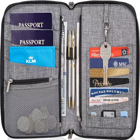 Valante Premium Family Travel Document Organizer Capacious RFID 1-3 Passport Hol