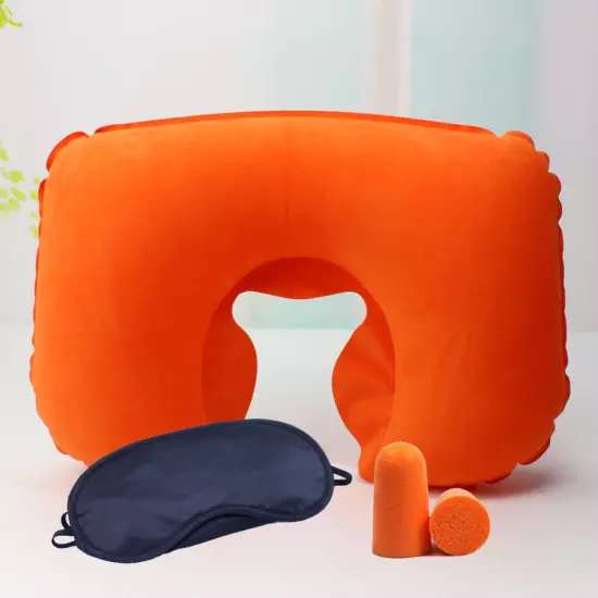 1X Portable Inflatable Flight Pillow Neck U Rest Air Cushion