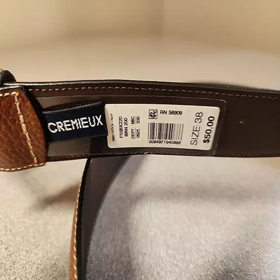 Cremieux Brown Leather Belt Size 38