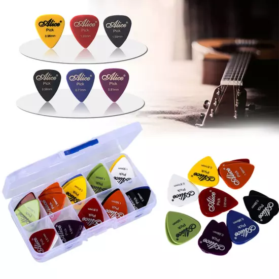 100 x Guitar Picks Acoustic Electric Plectrums 0.58/0.71/0.81/0.96/1.2/1.5 W Box