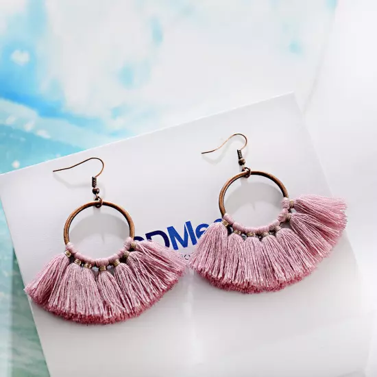 Fashion Women Bohemian Earrings Long Tassel Fringe Drop Dangle Ear Stud Jewelry