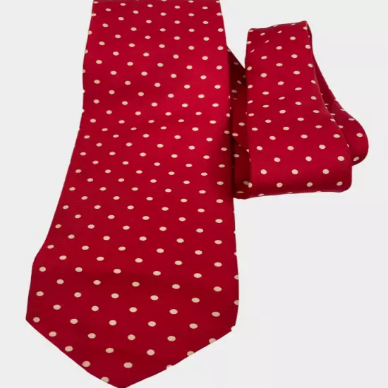 John Comfort London England Red Polka Dot Necktie Silk Tie Men's 3.2" x 60"