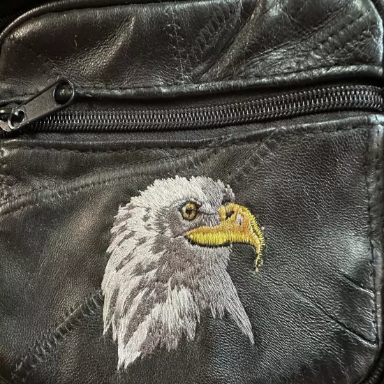 Vintage Fanny Pack Embroidered Bald Eagle Cross Body And Wallet 