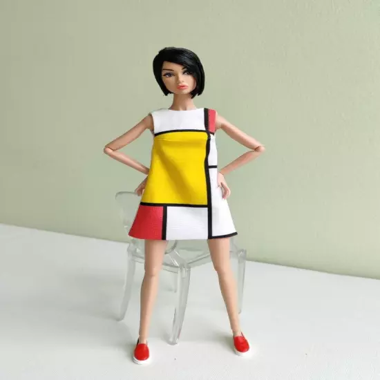 Red & Yellow Color Block dress #2 for Poppy Parker, Nu face, Nippon by Olgaomi