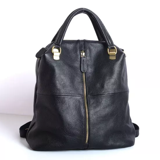 New Designer Cowhide Leather Backpack Women's Black Leather Handbags Travel Bag