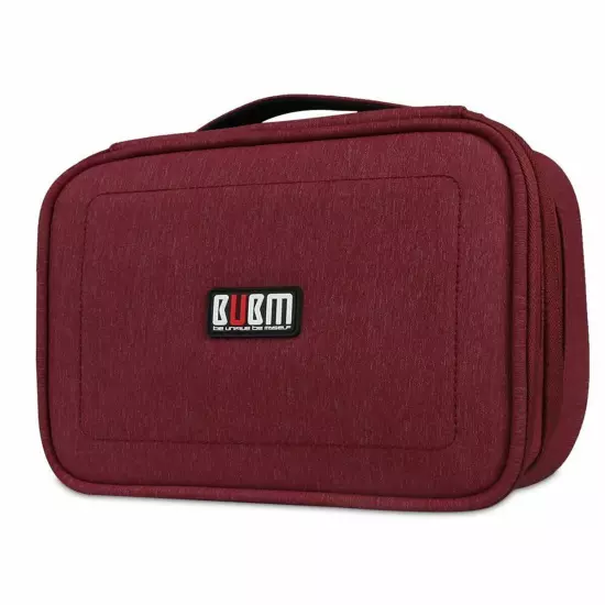 BUBM Portable Electronics Organizer, Double Layered Carry Case Red 10" for Ipad 