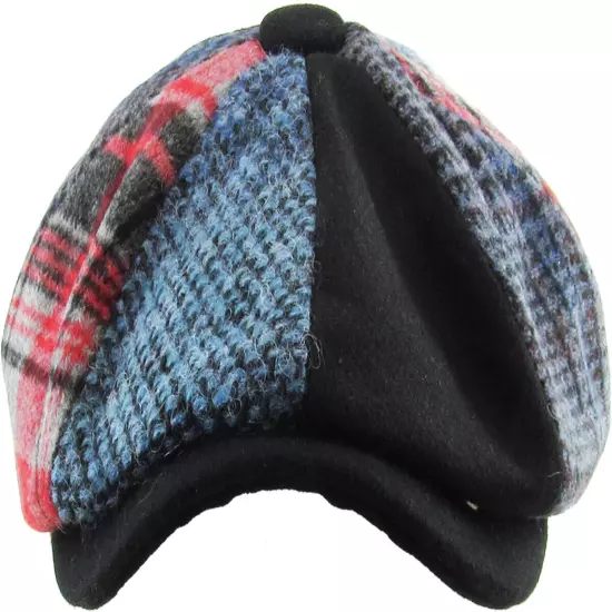 Men's Newsboy Button Top Ascot Ivy Cabbie Hat Gatsby Cap Plaid PU Leather