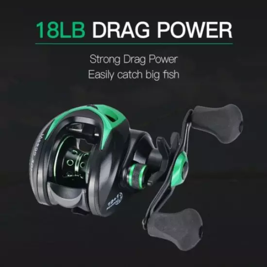 Bait Casting Fishing Reel Fresh Salt Water 20 Ball Bearings 9.1:1 with 18lb Drag