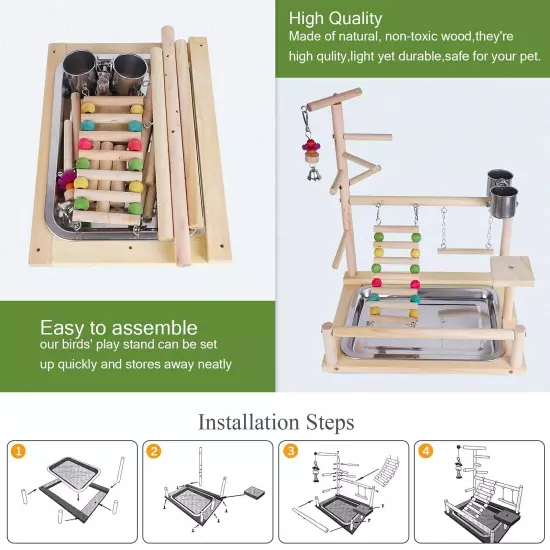 Bird playground, Parrot playstand, Bird play stand, Parakeet playground, Wood...