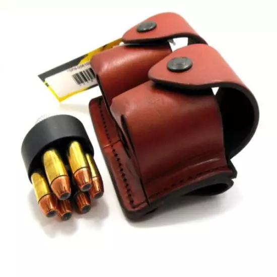 TAGUA GUNLEATHER BROWN LEATHER DOUBLE SPEEDLOADER POUCH for 38 357