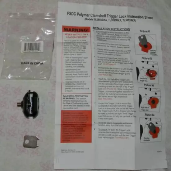 FSDC Polymer Clam-shell Keyed Trigger Lock - Brand New