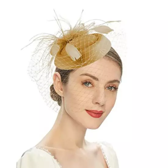 Women Fascinators Hat Wedding Cocktail Tea Party Headwear Mesh Veil Hair Clip