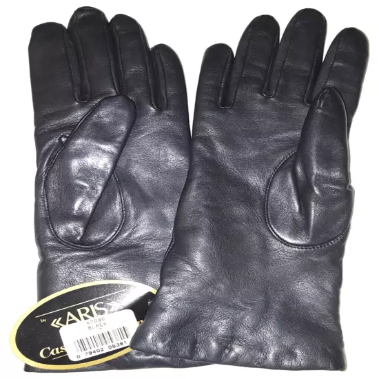 Aris NWT cashmere-lined black leather gloves womens size 7