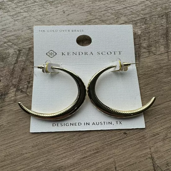 Kendra Scott Multicolor Gemstone 14K Gold Played Hoop Earrings NWT