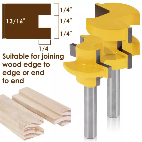 2x Tongue and Groove Router Bit Set 1/4" Shank T-type Woodwork Milling Cutterφ