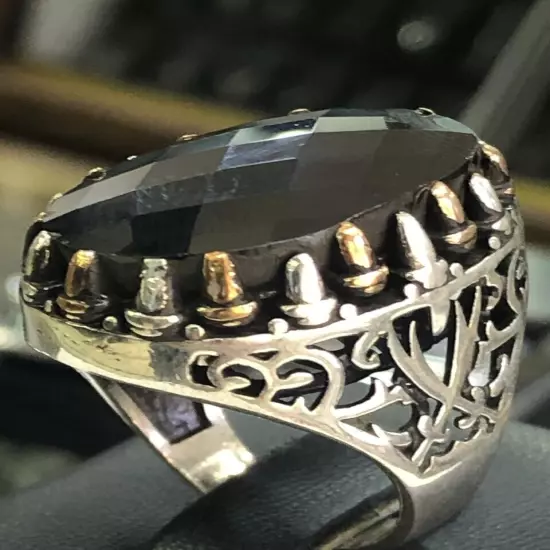 Men Silver 925 Natural Onyx Gemstone Ring,Royal,Luxury خاتم فضة اونكس طبيعي فحل