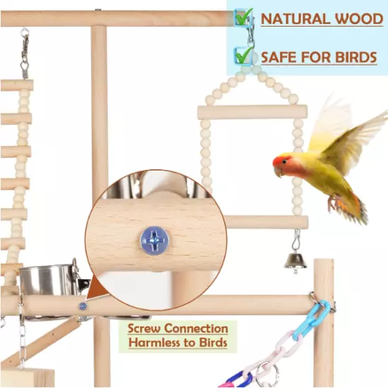 Birds Perch Playstand 4 Layers Large Breeds Medium Small Indoor Natural Pine