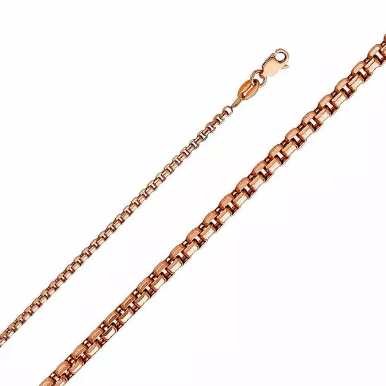 Real 14k Rose Gold 1.8mm Semi-Solid Half Round Box Chain 16 18 20 22 24 Inches