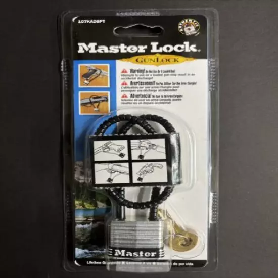 Master Lock Gun Lock 107KADSPT Steel Padlock with Keys Braided Steel Cable