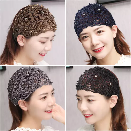 Women Wide Lace Headband Elastic Bandana Turban Hair Band Ladies Summer Sport †