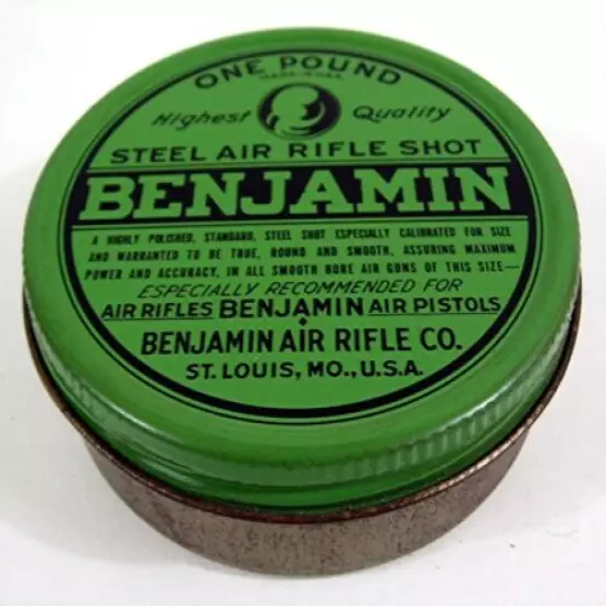  Vintage Benjamin Air Rifle / Pistol Steel Shot Ammop Tin St Louis Mo 