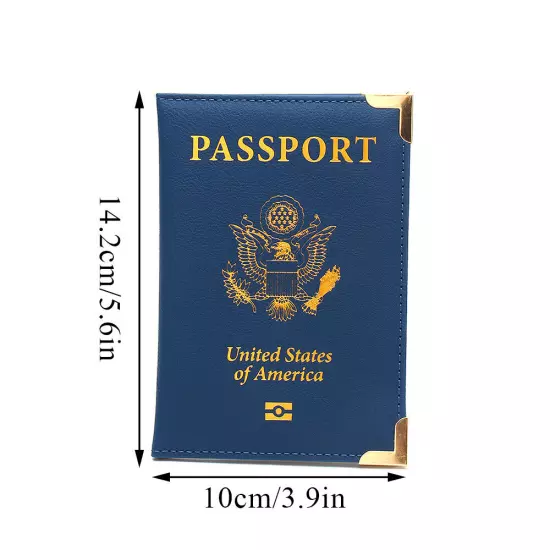 PU Leather Travel USA Passport Cover Passport Clip Thin Travel Document Case ↻