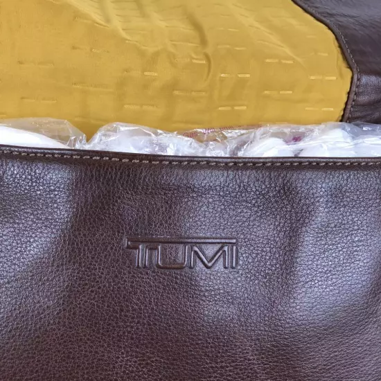 Rare All Leather Tumi Shoulder Bag Flap Brown Men'S