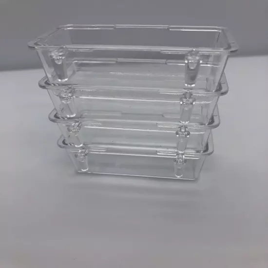 4 Parakeet Seed Water Food Feeders Clear Cyrstal Cup Small 3x2” Canary Bird