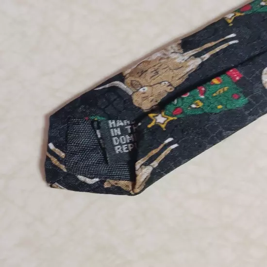 Claybrooke Christmas Tie Black Longhorn Cows Holiday Trees Silk