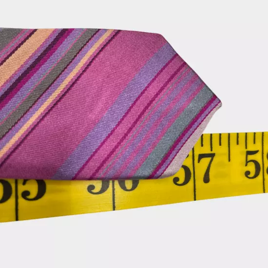 Express Pink Red Striped Regimental Repp Silk Tie Men's 3.5" x 57"