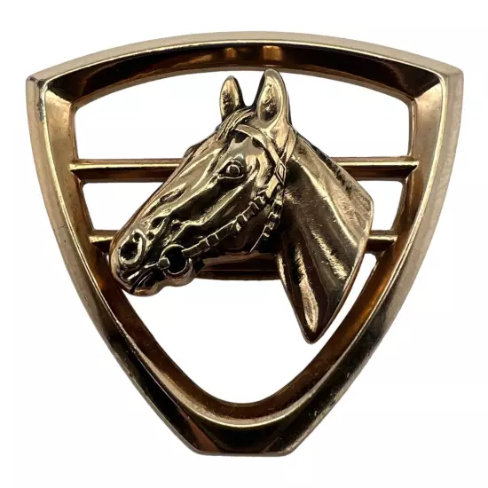 Bolo Tie Slider Hickok USA Gold Tone Horse Head Triangle Equestrian 1"