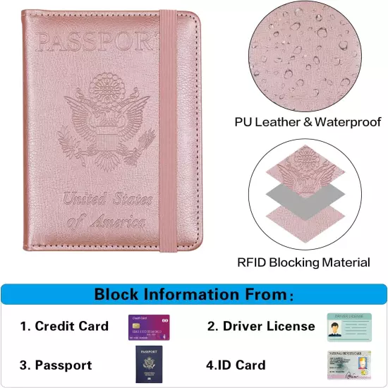 Premium Leather Passport Holder Covers Case, Waterproof Rfid Blocking Travel Wal