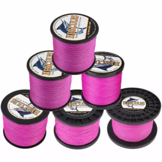 HERCULES 8 Strands Hot Pink 1094 Yard 10-300lb PE Braided Fishing Line Saltwater