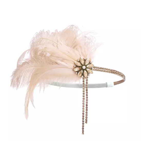 1920s Headband Feather Bridal Great Gatsby 20s Gangster Flapper Headpiece