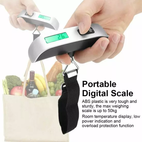 50kg/10g Portable Travel LCD Digital Hanging Luggage Scale Electronic Weight US