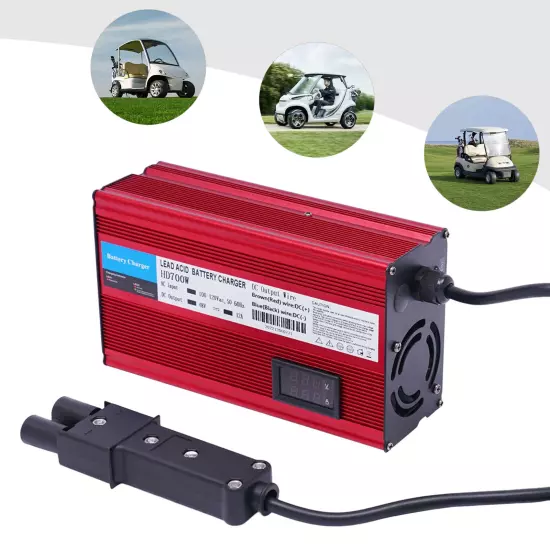 700W 48V 12Amp Energy-saving Golf Cart Charger with "Barrel" 2 Pin Style Plug 