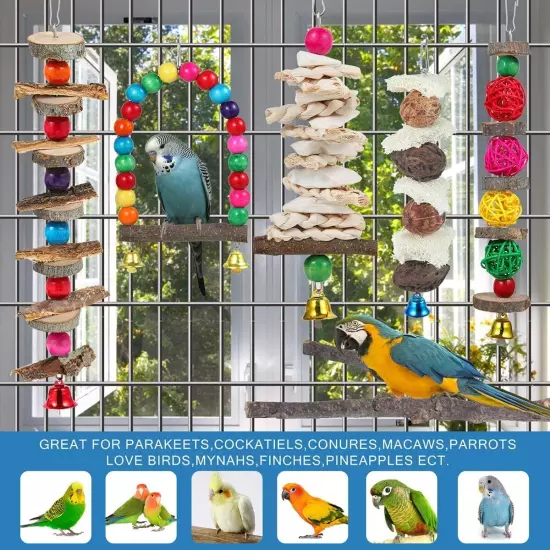 Bird Perch Toys Parakeet Toys,6 Pack Cage Accessories Multicolour 